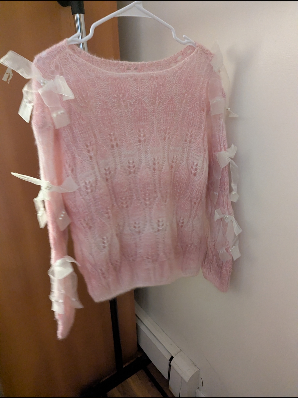 Women’s Pink Bow-Accent Knit Sweater